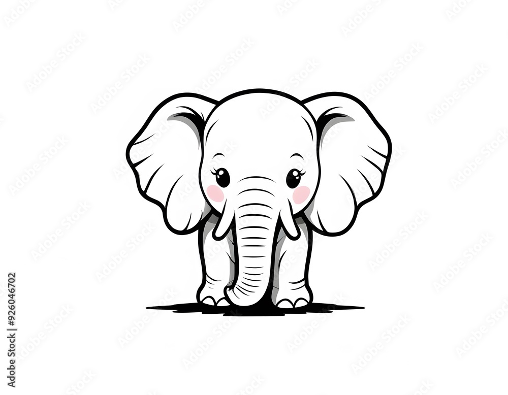 Drawing of a cute elephant to color. Drawing of a cute elephant to color.