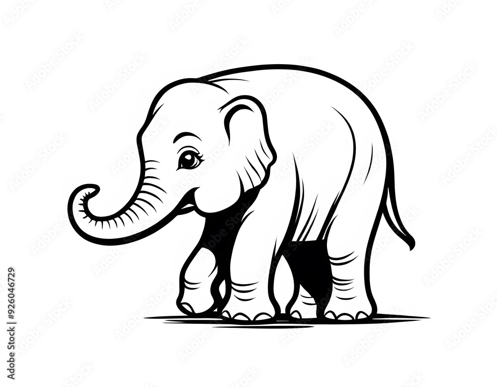 Drawing of a cute elephant to color. Drawing of a cute elephant to color.