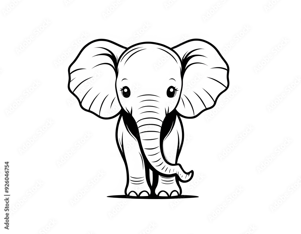 Drawing of a cute elephant to color. Drawing of a cute elephant to color.