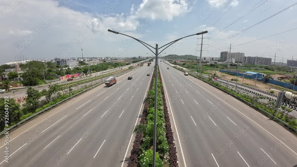 Above View of Highway With Vehicles Moving At Day Time Above View of Highway With Vehicles Moving At Day Time