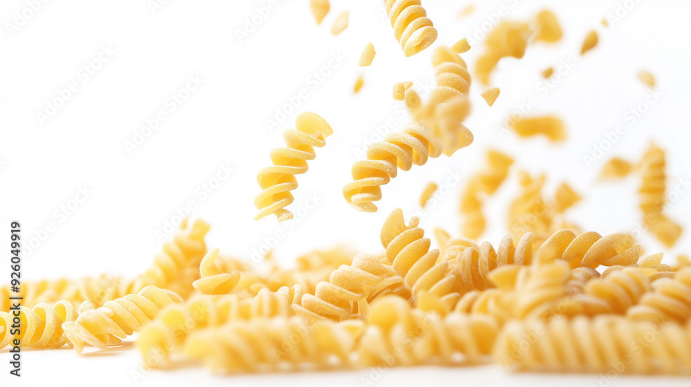 fusilli pasta isolated on white background