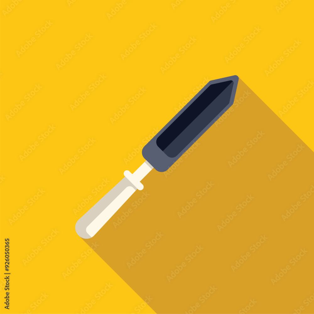 Soldering iron with long shadow on yellow background, in a flat design style Soldering iron with long shadow on yellow background, in a flat design style