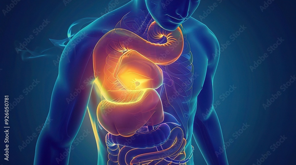 Illustrative Depiction of Gastroesophageal Reflux Disease Symptoms with Discomfort in the Chest and Throat. Medical Condition Awareness. Illustrative Depiction of Gastroesophageal Reflux Disease Symptoms with Discomfort in the Chest and Throat. Medical Condition Awareness.