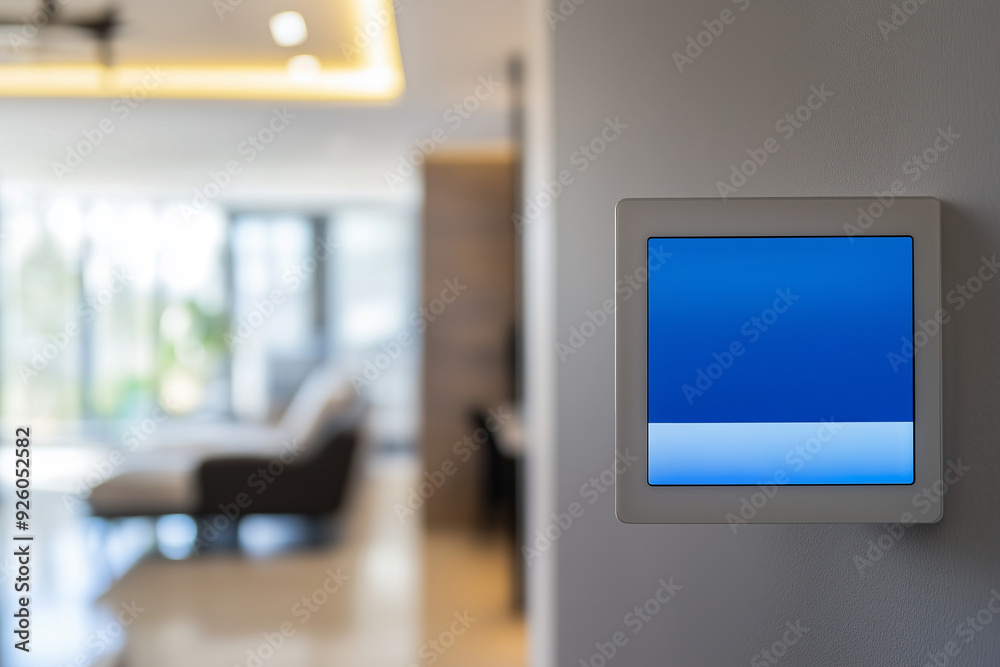 AI-Powered Home Automation Control Panel in Modern Living Space AI-Powered Home Automation Control Panel in Modern Living Space
