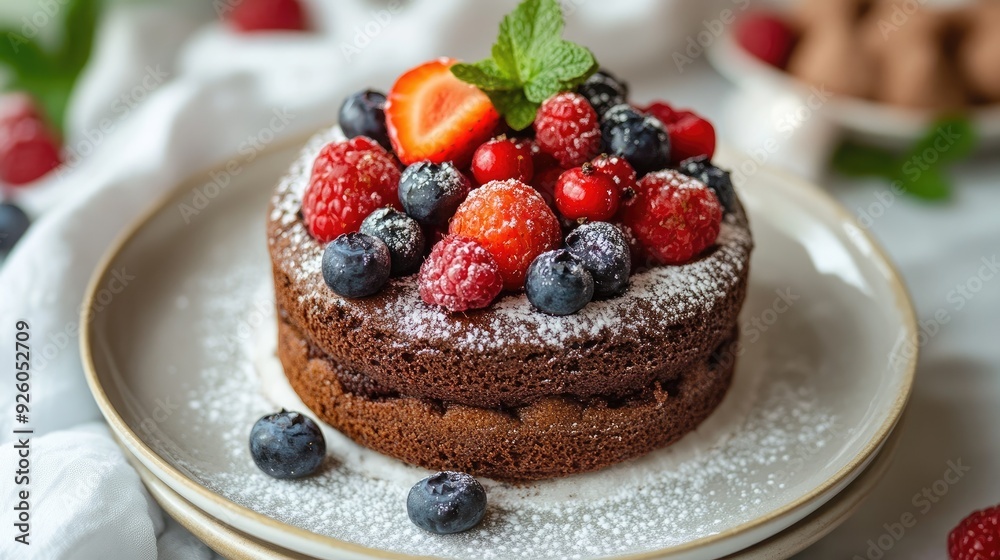 Chocolate cake with fresh berries. A delicious dessert for a special occasion, perfect for a birthday or anniversary. Chocolate cake with fresh berries. A delicious dessert for a special occasion, perfect for a birthday or anniversary.