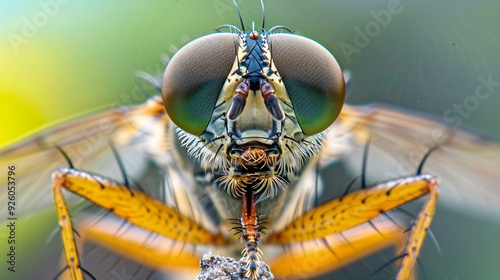 Extreme sharp and detailed macro of robber fly photo