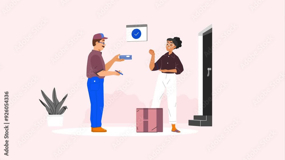2D Animated scene Of Person Receiving A Package 2D Animated scene Of Person Receiving A Package