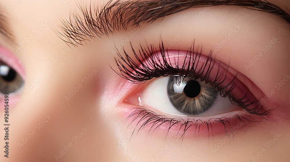Beauty routine with womana??s long eyelashes and black mascara Beauty routine with womana??s long eyelashes and black mascara
