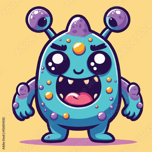 funny cute colorful monsters standing side by side, vector set illustration