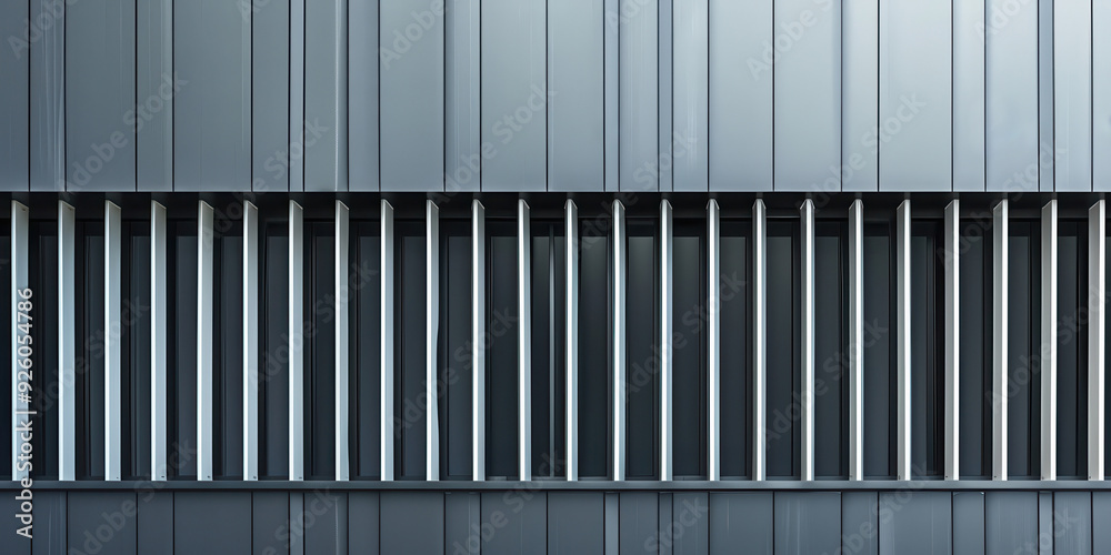 Abstract closeup of modern architectural facade with vertical slats and contemporary design elements in urban setting Abstract closeup of modern architectural facade with vertical slats and contemporary design elements in urban setting