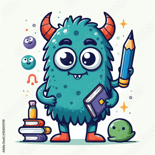 funny cute colorful monsters standing side by side, vector set illustration