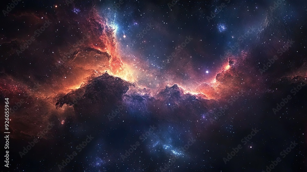 Fototapeta premium A dark, cosmic background with stars and galaxies, ideal for celestial and dreamy designs