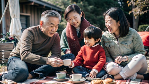 asian family outdoor.