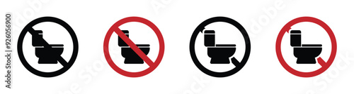 No toilet bowl vector icons set