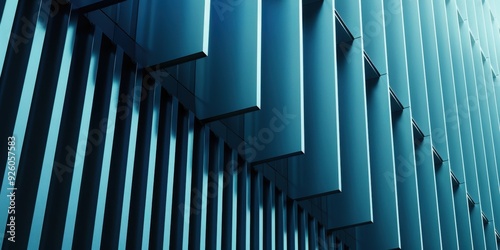 Modern architectural facade with abstract blue tones in urban setting