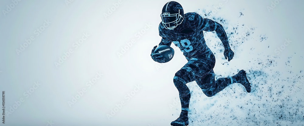 Abstract silhouette of a football player running with a ball, with a white background. Abstract silhouette of a football player running with a ball, with a white background.