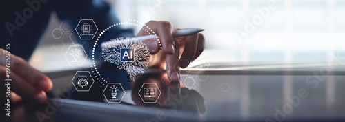 Canvas Print AI and Business intelligence technology concept