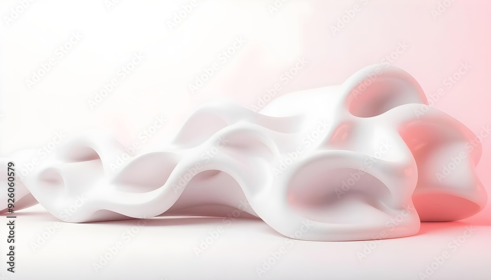 White abstract sculpture with organic, flowing shapes,a light background White abstract sculpture with organic, flowing shapes,a light background