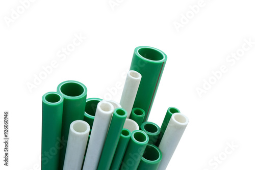 Green and white  PVC Pipes Ready for Action, Durable PVC Pipes