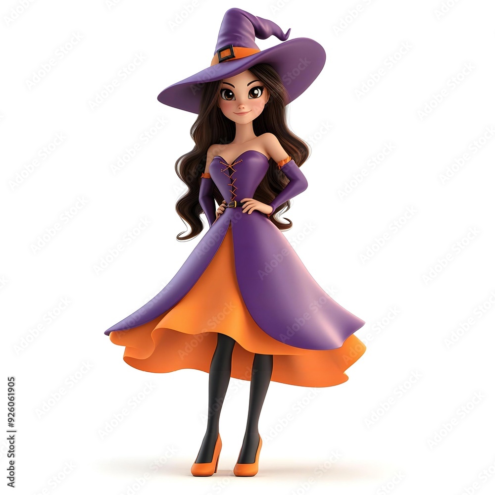 3D cute witch, witchcraft, witch with hat, Happy Halloween, witch queen 3D cute witch, witchcraft, witch with hat, Happy Halloween, witch queen