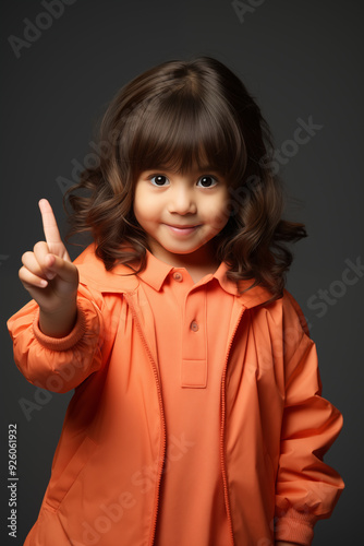 young Asian kid wearing a coral outfit, isolated on a white isolated background