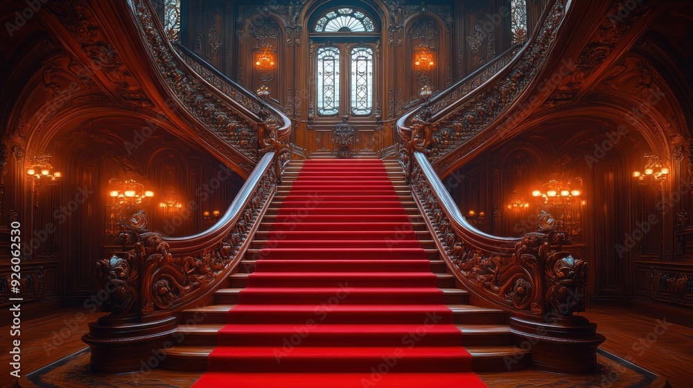 Obraz premium Grand Staircase in a Luxurious Mansion