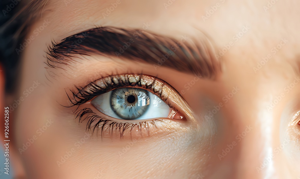 Beautiful woman's eyes with perfect eyebrows and eyelashes in a closeup shot. A beauty treatment concept. A real photo with detailed eyes. Beautiful woman's eyes with perfect eyebrows and eyelashes in a closeup shot. A beauty treatment concept. A real photo with detailed eyes.