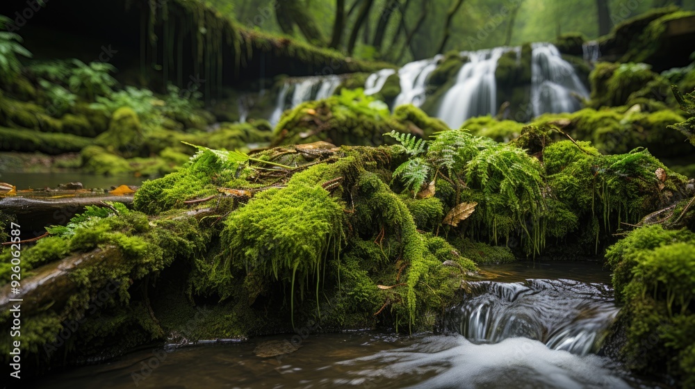 Beautiful mountain waterfalls in forest Beautiful mountain waterfalls in forest
