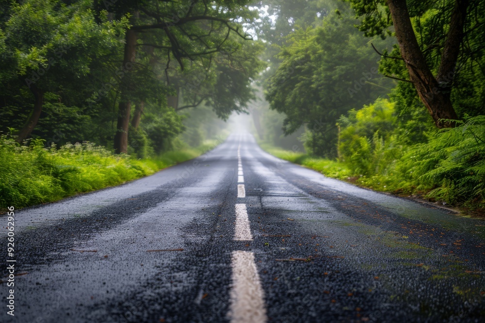 Endless road of travel on rural highways There are natural trees on both sides of the road. Endless road of travel on rural highways There are natural trees on both sides of the road.