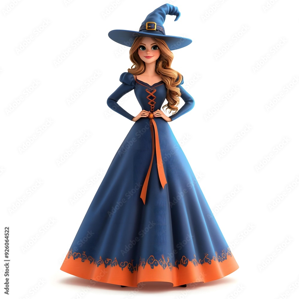 3D cute witch, witchcraft, witch with hat, Happy Halloween, witch queen 3D cute witch, witchcraft, witch with hat, Happy Halloween, witch queen
