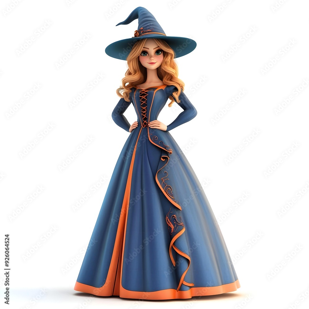 3D cute witch, witchcraft, witch with hat, Happy Halloween, witch queen 3D cute witch, witchcraft, witch with hat, Happy Halloween, witch queen