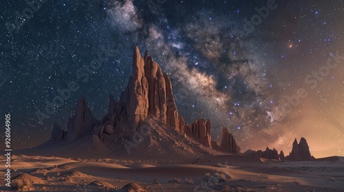 Milky Way over Desert Landscape