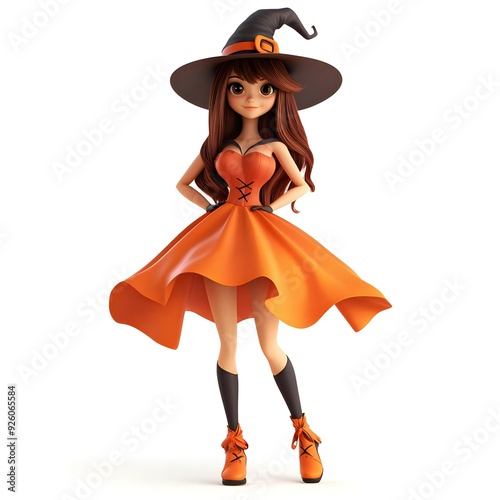 3D cute witch, witchcraft, witch with hat, Happy Halloween, witch queen