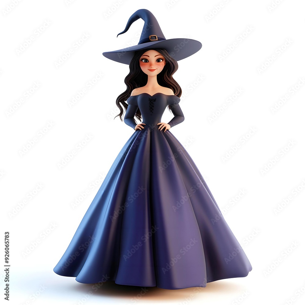 3D cute witch, witchcraft, witch with hat, Happy Halloween, witch queen 3D cute witch, witchcraft, witch with hat, Happy Halloween, witch queen