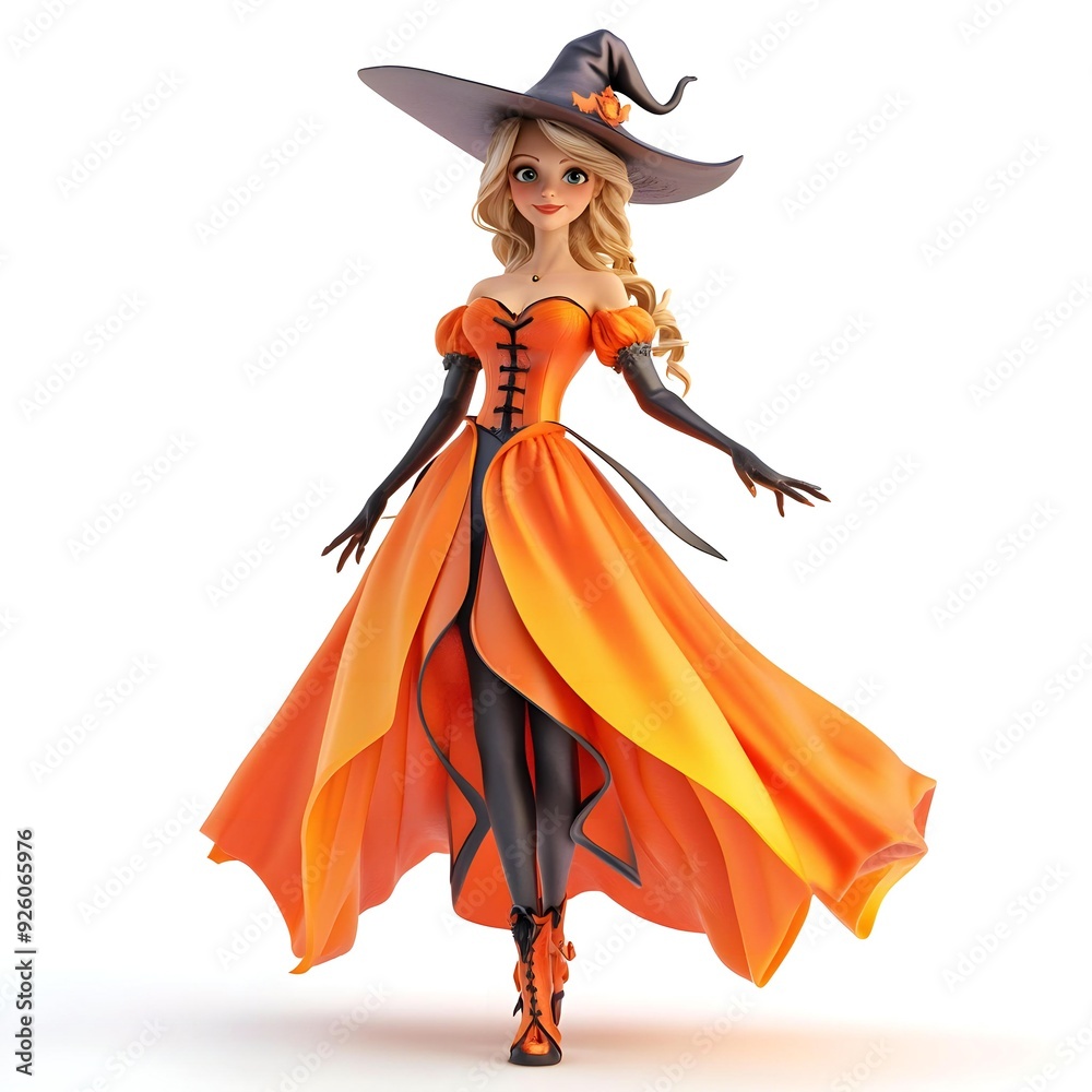 3D cute witch, witchcraft, witch with hat, Happy Halloween, witch queen 3D cute witch, witchcraft, witch with hat, Happy Halloween, witch queen
