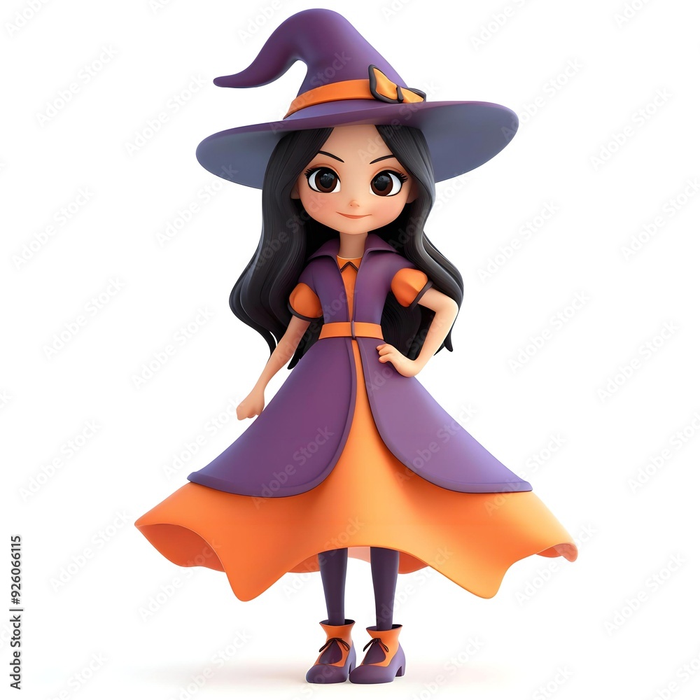 3D cute witch, witchcraft, witch with hat, Happy Halloween, witch queen 3D cute witch, witchcraft, witch with hat, Happy Halloween, witch queen