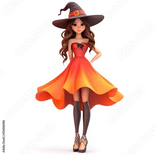 3D cute witch, witchcraft, witch with hat, Happy Halloween, witch queen