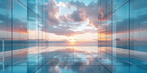 Serene Mirrored Landscape Reflecting Sunset Sky for Luxury Product Presentation