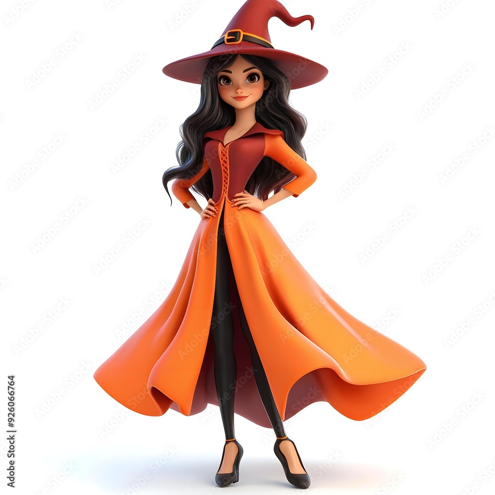 3D cute witch, witchcraft, witch with hat, Happy Halloween, witch queen 3D cute witch, witchcraft, witch with hat, Happy Halloween, witch queen