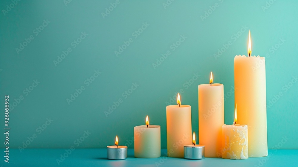 Candles of Increasing Size on a Green Background Symbolizing Continuous Growth and Expansion