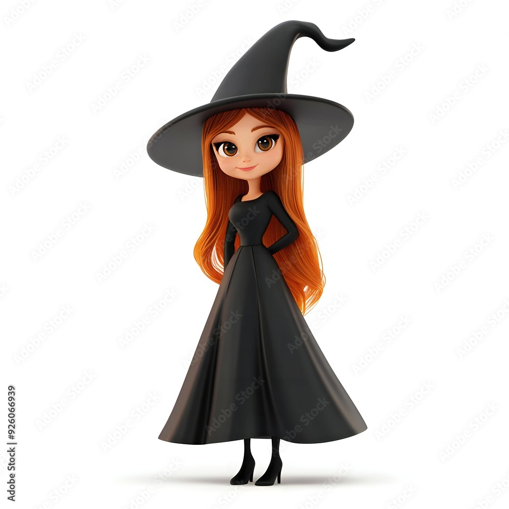 3D cute witch, witchcraft, witch with hat, Happy Halloween, witch queen 3D cute witch, witchcraft, witch with hat, Happy Halloween, witch queen