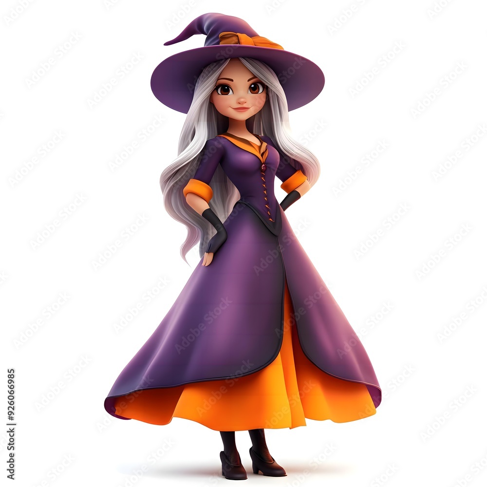 3D cute witch, witchcraft, witch with hat, Happy Halloween, witch queen
