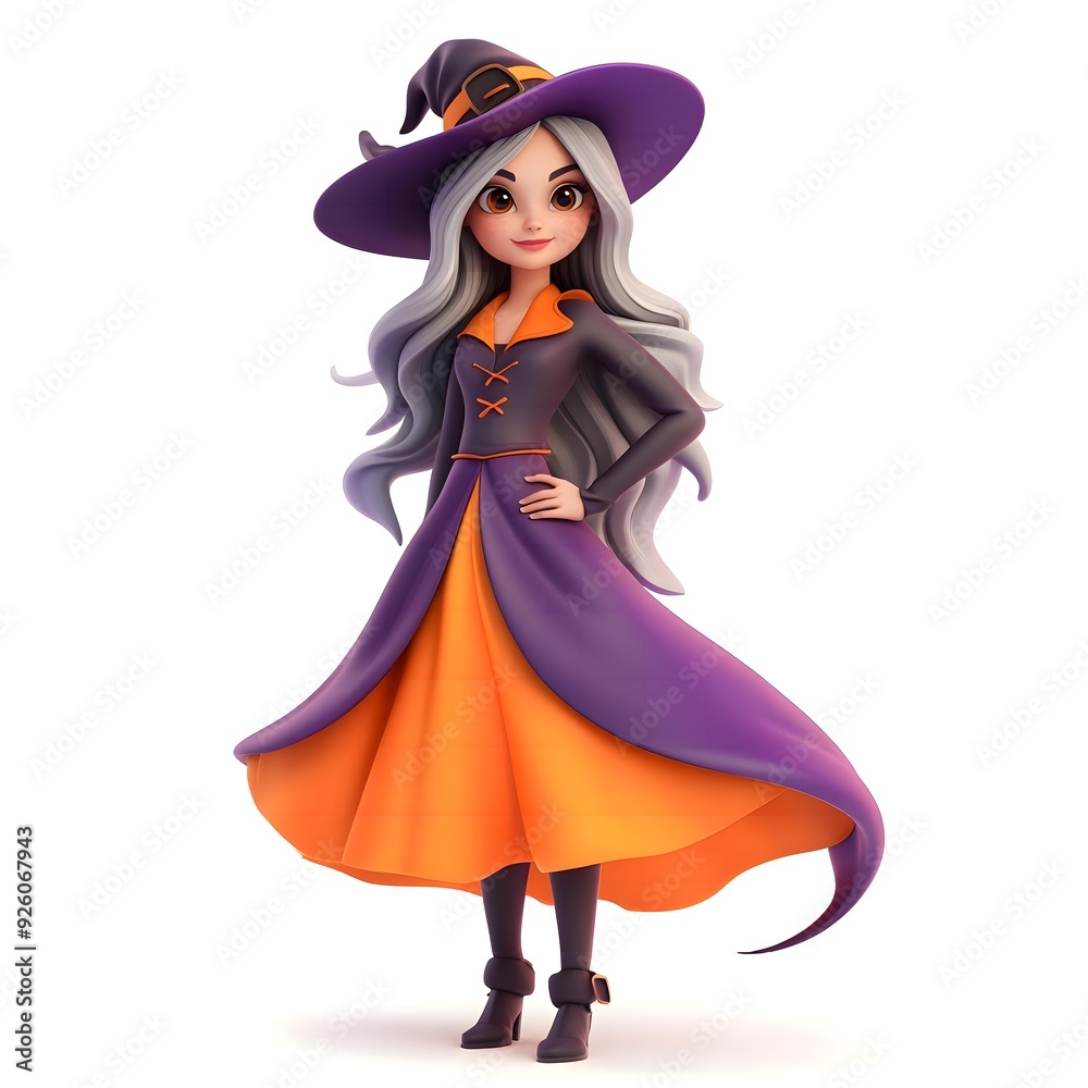 3D cute witch, witchcraft, witch with hat, Happy Halloween, witch queen 3D cute witch, witchcraft, witch with hat, Happy Halloween, witch queen