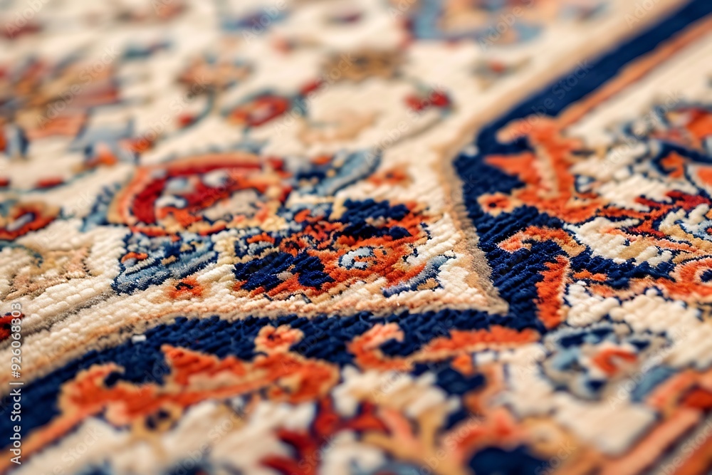 Detail of a colorful handmade carpet. Close-up. Selective focus. Detail of a colorful handmade carpet. Close-up. Selective focus.