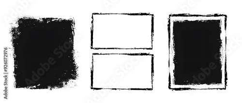 Wallpaper Mural Grunge rectangle frame set. Different paint brushed border collection. Black chalk or ink rectangular uneven stroke design elements for banner, poster, flyer, brochure, cover. Vector A4 carde Torontodigital.ca