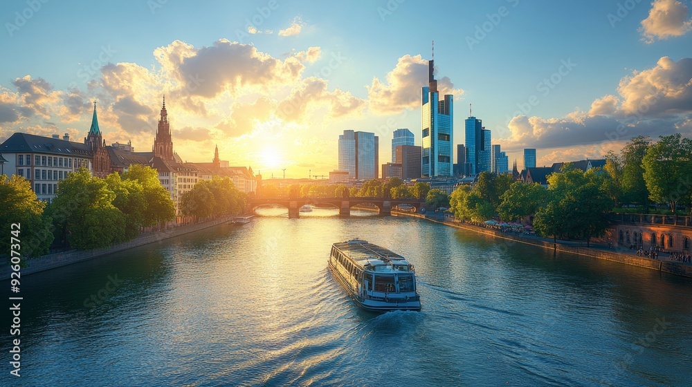 Obraz premium Sunset Cruise on the River