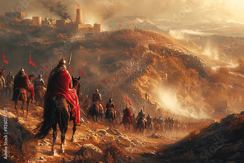 Battle of Alexander Great at Gaugamela, battle of group of warriors. Historical ancient event.