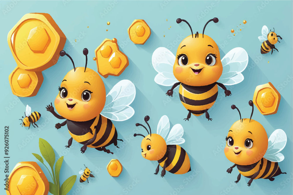 Obraz premium bees and honey flower wing