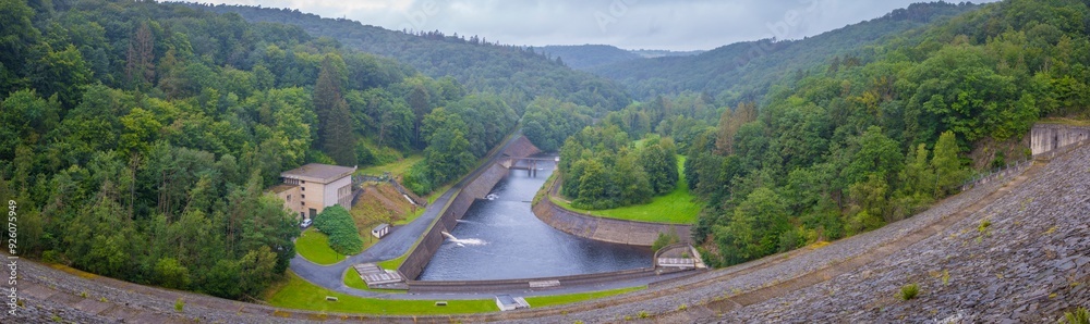 Panoramic view on Gileppe dam in Jalhay, Belgium Panoramic view on Gileppe dam in Jalhay, Belgium