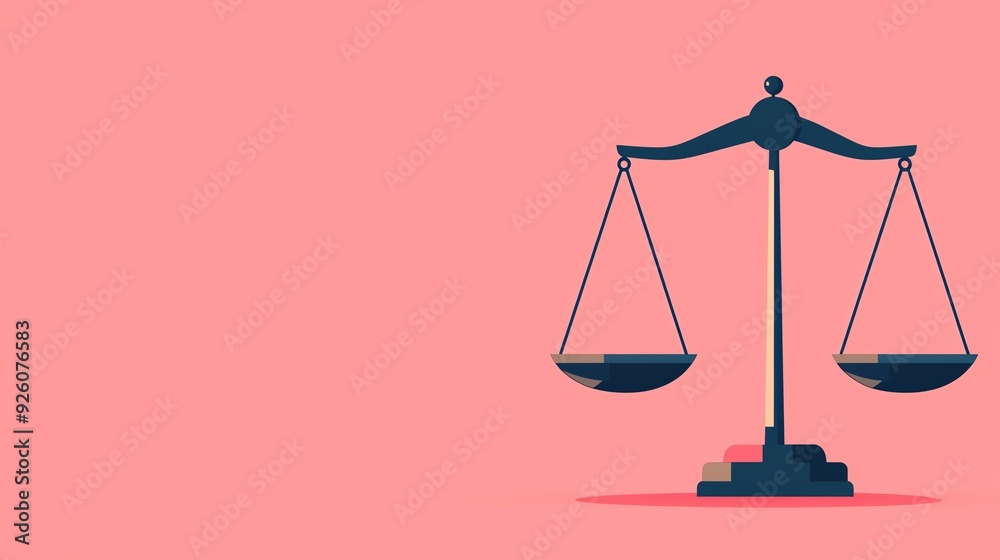 Scales of justice balanced with equality symbols, flat design illustration Scales of justice balanced with equality symbols, flat design illustration